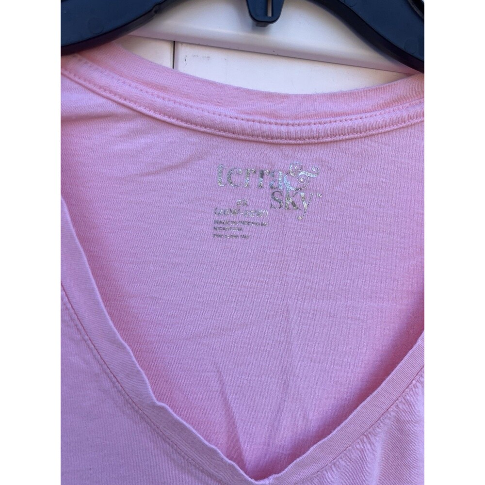 Terra & Sky Women's Plus Size 2X T Shirt Pink Short Sleeve - Picture 2 of 4